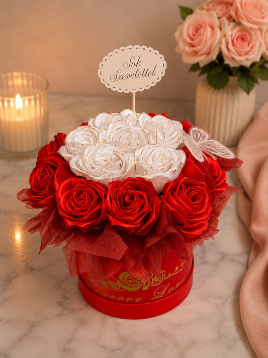 Red & White Love Premium Rose Box